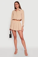 Womens Airy Striped Mini Pleated Skirt, S