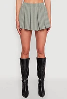 Womens Airy Striped Mini Pleated Skirt,