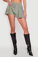 Womens Airy Striped Mini Pleated Skirt,