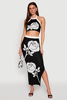 Womens Contrast Trim Floral Print Crop Top,