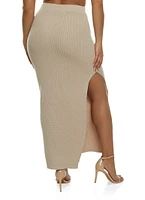 Womens Knit Side Slit Maxi Skirt,
