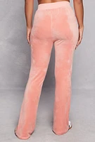 Womens Velour Boot Cut Pants, Pink, Size XL