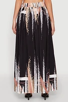 Womens Abstract Brush Stroke Print Maxi Skirt, Multi, Size L