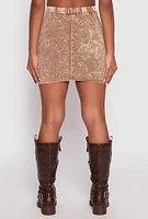 Womens Acid Wash Cargo Pocket Mini Skirt, S