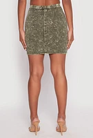 Womens Acid Wash Cargo Pocket Mini Skirt, Green, Size M