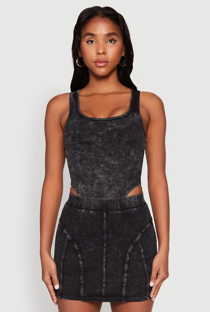 Womens Mineral Wash High Cut Bodysuit,