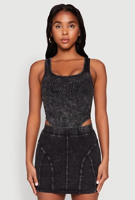 Womens Mineral Wash High Cut Bodysuit,