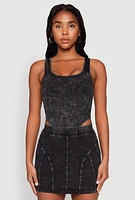 Womens Mineral Wash High Cut Bodysuit, S