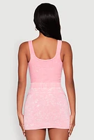 Womens Mineral Wash High Cut Bodysuit, Pink, Size L