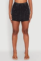 Womens Mineral Wash High Waist Mini Skirt,