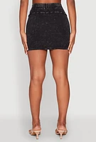 Womens Mineral Wash High Waist Mini Skirt,