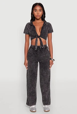 Womens Mineral Wash Straight Leg Sweatpants,