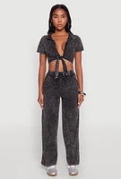 Womens Mineral Wash Straight Leg Sweatpants, Grey, Size S