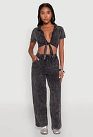 Womens Mineral Wash Straight Leg Sweatpants, Grey, Size S