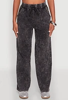 Womens Mineral Wash Straight Leg Sweatpants, Grey, Size S