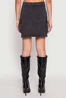 Womens Mineral Wash High Waisted Cargo Skirt,
