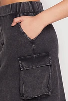 Womens Mineral Wash High Waisted Cargo Skirt,