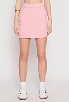 Womens Mineral Wash High Waisted Cargo Skirt, Pink, Size M