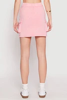 Womens Mineral Wash High Waisted Cargo Skirt, Pink, Size S