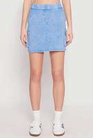 Womens Mineral Wash High Waisted Cargo Skirt,
