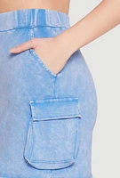 Womens Mineral Wash High Waisted Cargo Skirt,