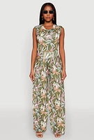 Womens Floral Print Cowl Neck Crop Top,