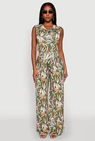 Womens Floral Print Cowl Neck Crop Top,