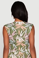 Womens Floral Print Cowl Neck Crop Top,