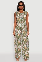 Womens High Waisted Floral Print Palazzo Pants,