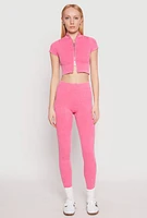 Womens Seamless Mineral Wash Crop Top, Pink, Size L-XL
