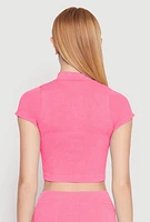 Womens Seamless Mineral Wash Crop Top, Pink, Size L-XL