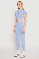 Womens Seamless Mineral Wash Crop Top, Blue,