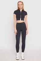 Womens Seamless Mineral Wash Leggings, Grey, Size L-XL