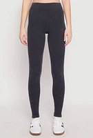Womens Seamless Mineral Wash Leggings, Grey, Size L-XL