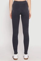 Womens Seamless Mineral Wash Leggings, Grey, Size L-XL