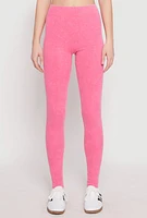 Womens Seamless Mineral Wash Leggings, Pink, Size L-XL