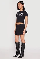Womens Short Sleeve Cross Graphic Tee,