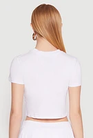 Womens Short Sleeve Cross Graphic Tee, White, Size XL