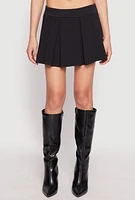 Womens Cell Phone Pocket Pleated Skort, Black,