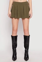 Womens Cell Phone Pocket Pleated Skort, Green,