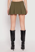 Womens Cell Phone Pocket Pleated Skort, Green, Size L