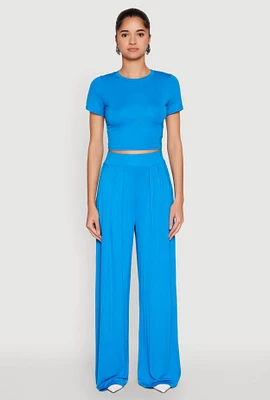 Womens High Waisted Pleated Wide Leg Pants,