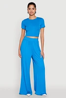 Womens High Waisted Pleated Wide Leg Pants,