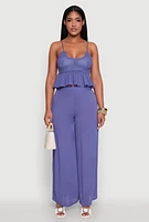 Womens Stylish Gauze Knit High Waisted Palazzo Pants,
