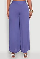 Womens Stylish Gauze Knit High Waisted Palazzo Pants,