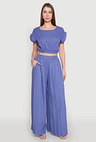 Womens Shadow Stripe Crop Top, Blue, Size S
