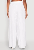 Womens Shadow Stripe High Waisted Pants, White, Size L