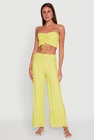Womens Ruched Sweetheart Smocked Tube Top,