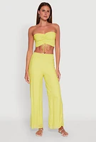 Womens Ruched Sweetheart Smocked Tube Top,