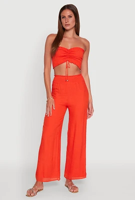Womens Smocked High Waisted Palazzo Pants,